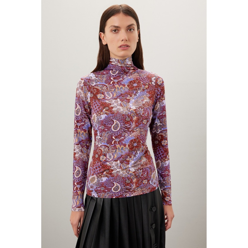 Marie Oliver Eloise Paisley Floral Turtleneck Long Sleeve Top